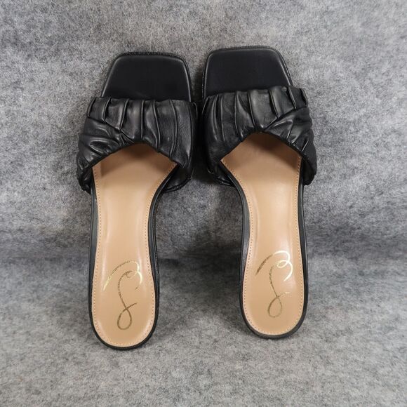 Sam Edelman Shoes Women 7 Sandal Mule Pump Slide Square Toe Leather Ruffle Kitty - Picture 8 of 15